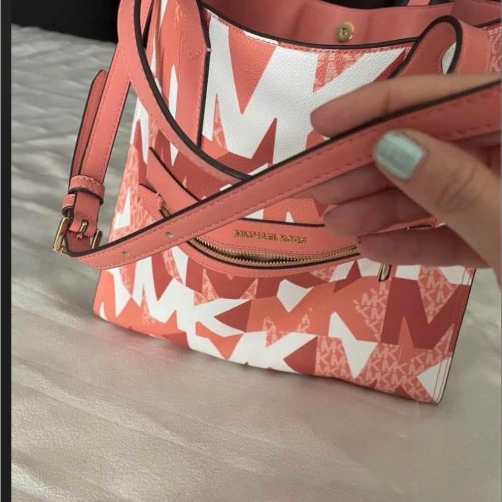 Michael Kors Coral and White Crossbody Bag